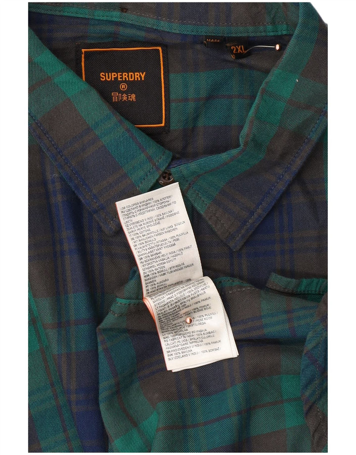 Ανδρικό φανελένιο πουκάμισο SUPERDRY 2XL Green Check Cotton
