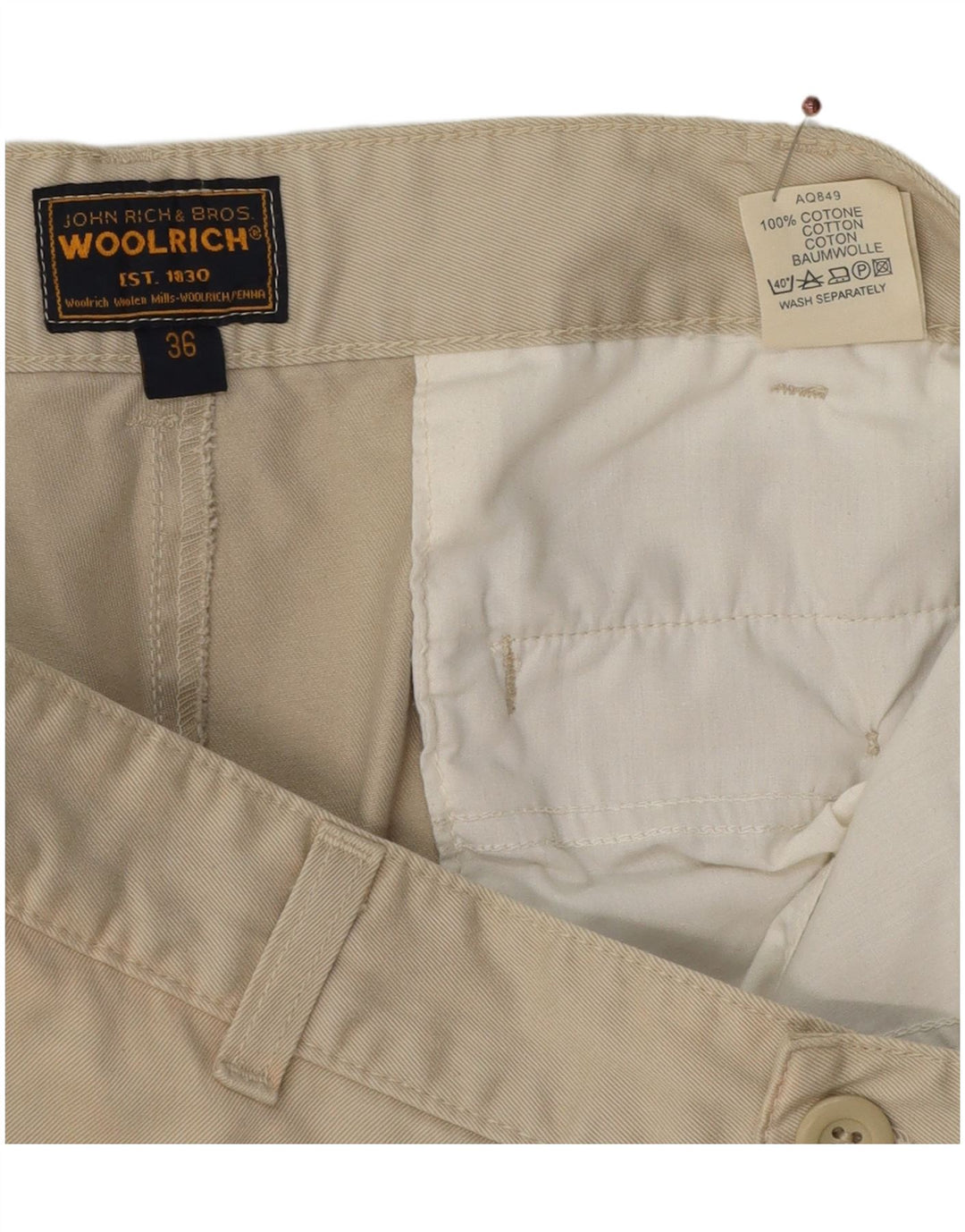 Woolrich Ανδρικό ίσιο παντελόνι Chino W36 L29 Μπεζ βαμβακερό