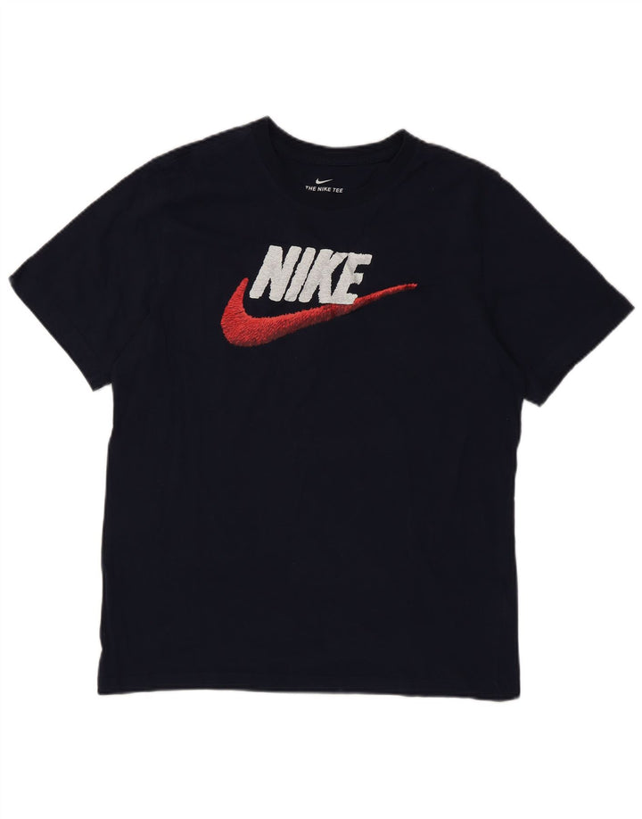 Ανδρικό γραφικό μπλουζάκι Nike, μεγάλο μπλε, βαμβακερό