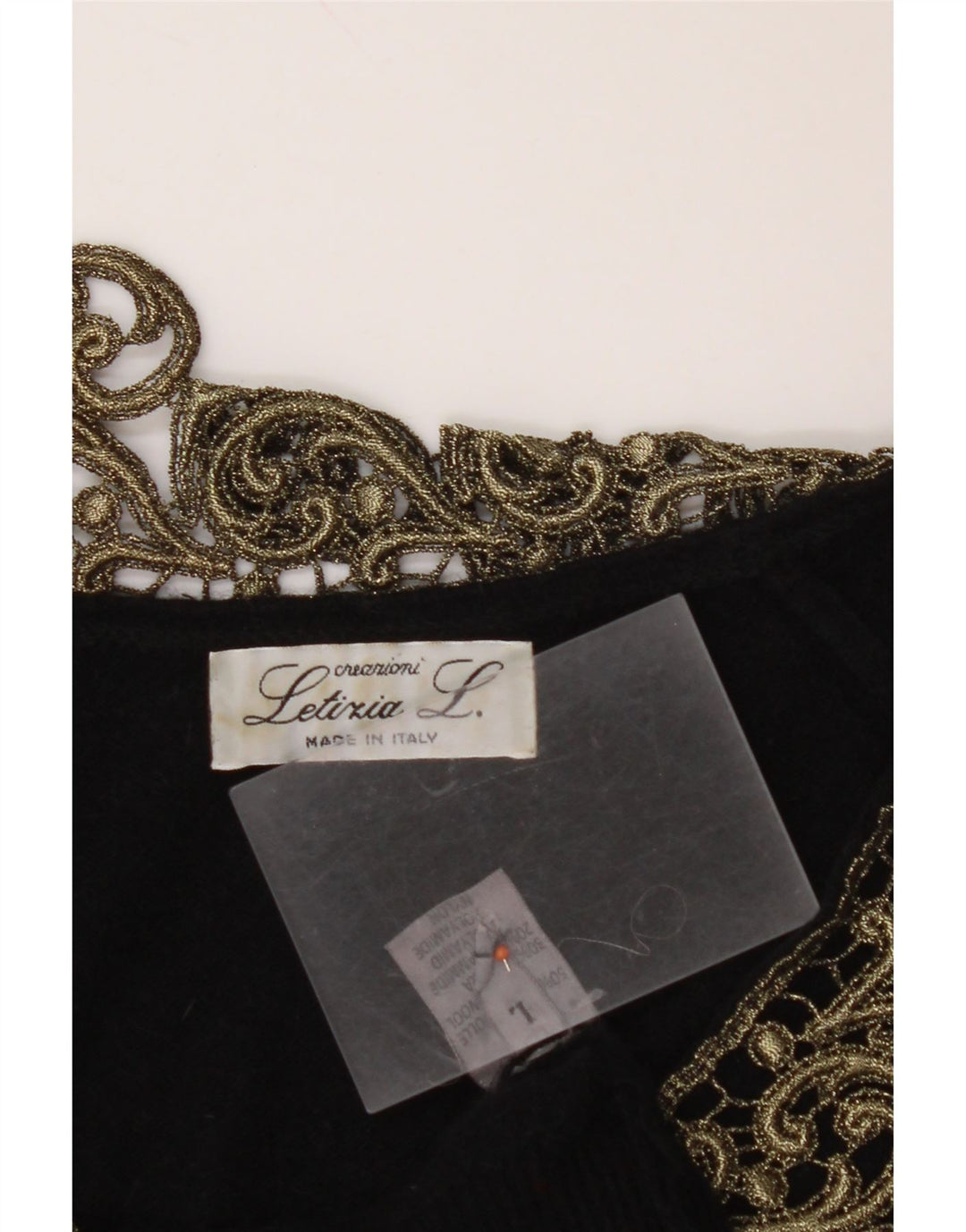 LETIZIA L. Γυναικείο πουλόβερ με λαιμόκοψη UK 16 μεγάλο μαύρο Paisley Wool