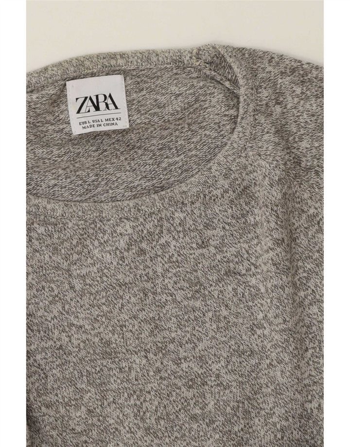 Ανδρικό πουλόβερ Zara με λαιμόκοψη με μεγάλο γκρι φλύκταινα