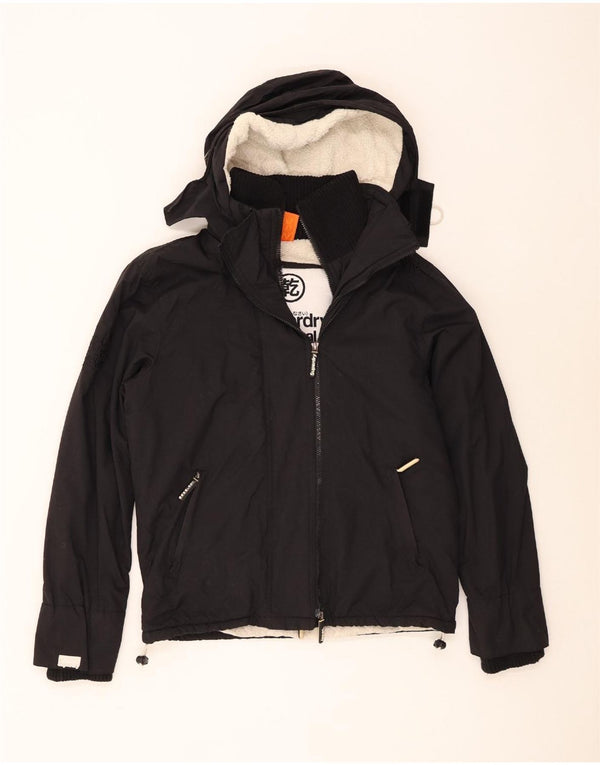 Superdry Ανδρικό Windcheater Hooded Windbreaker Jacket UK 40 Large Black Nylon