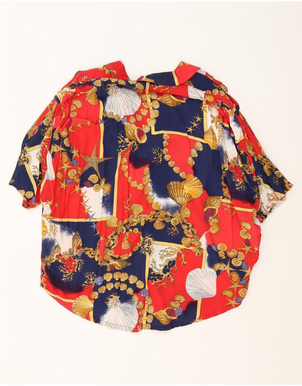 Vintage γυναικείο κοντομάνικο πουκάμισο UK 18 XL Navy Blue Colorblock