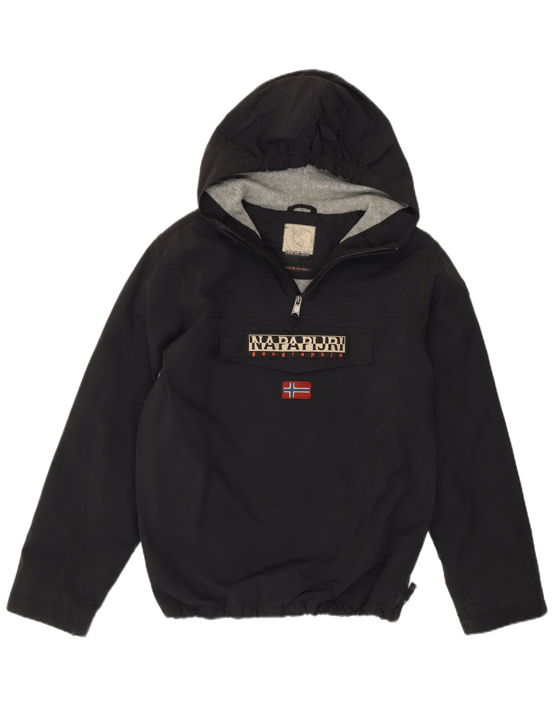Napapijri Boys Graphic Hooded Anorak Jacket 13-14 Years Black Polyester