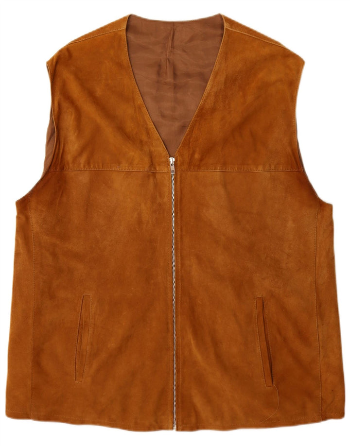 Vintage Ανδρικό Suede Gilet UK 40 Large Brown