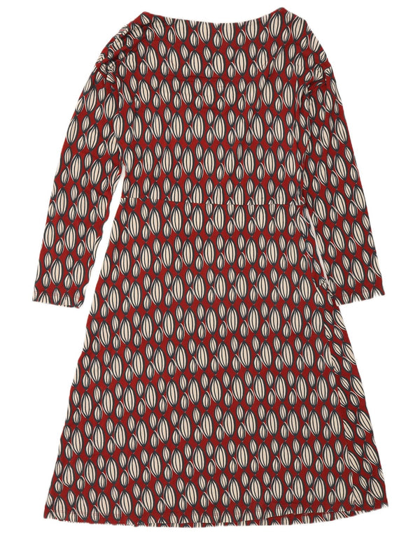 White Stuff Γυναικείο μακρυμάνικο φόρεμα A-Line UK 12 Medium Red Geometric
