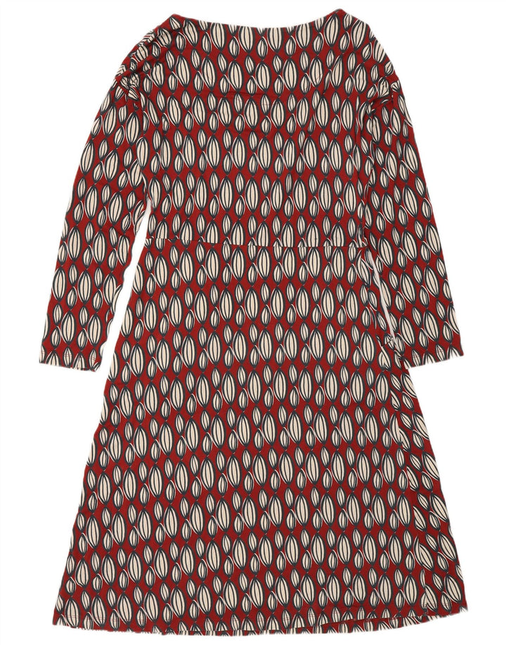 White Stuff Γυναικείο μακρυμάνικο φόρεμα A-Line UK 12 Medium Red Geometric
