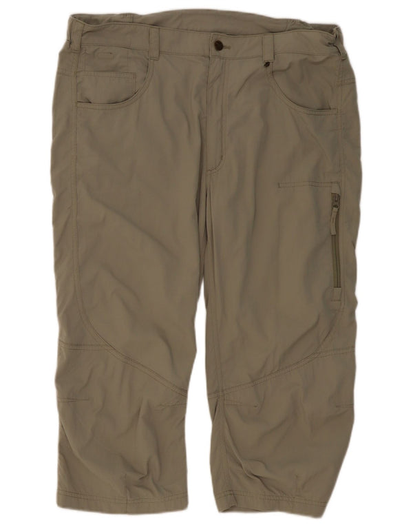 SALEWA Mens Straight Cargo Capri Trousers EU 52 XL W38 L20 Khaki Polyamide