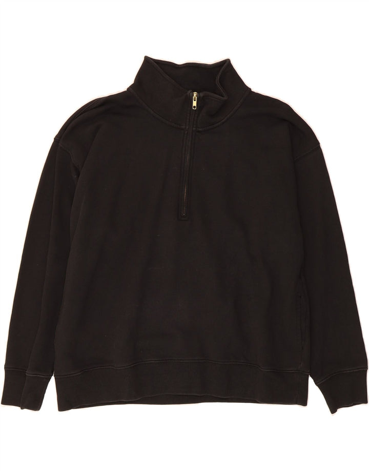 J. CREW Womens Oversized Zip Neck Sweatshirt Jumper UK 14 Medium Black Vintage J. Crew and Second-Hand J. Crew from Messina Hembry 