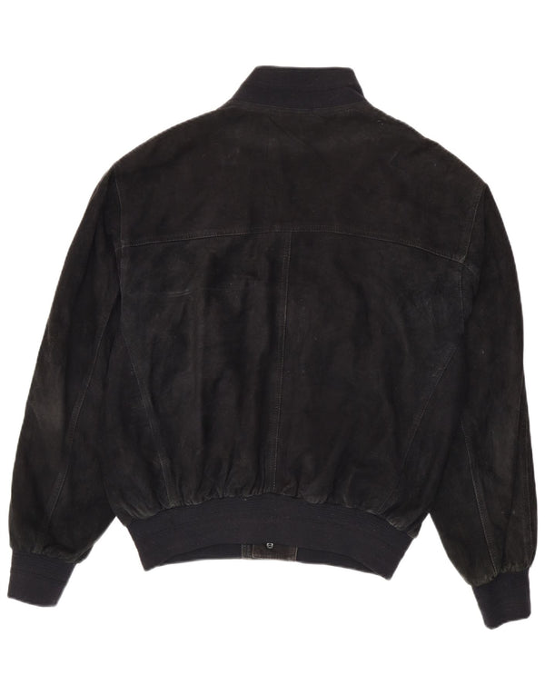Vintage Ανδρικό Suede Bomber Jacket UK 40 Large Black Leather