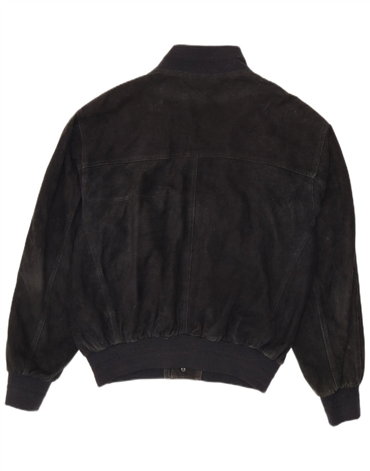 Vintage Ανδρικό Suede Bomber Jacket UK 40 Large Black Leather