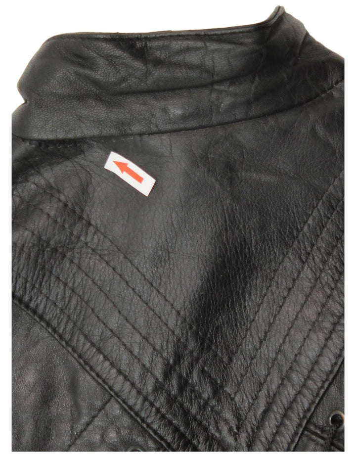 Vintage Γυναικείο Loose Fit Δερμάτινο Μπουφάν UK 14 Medium Μαύρο