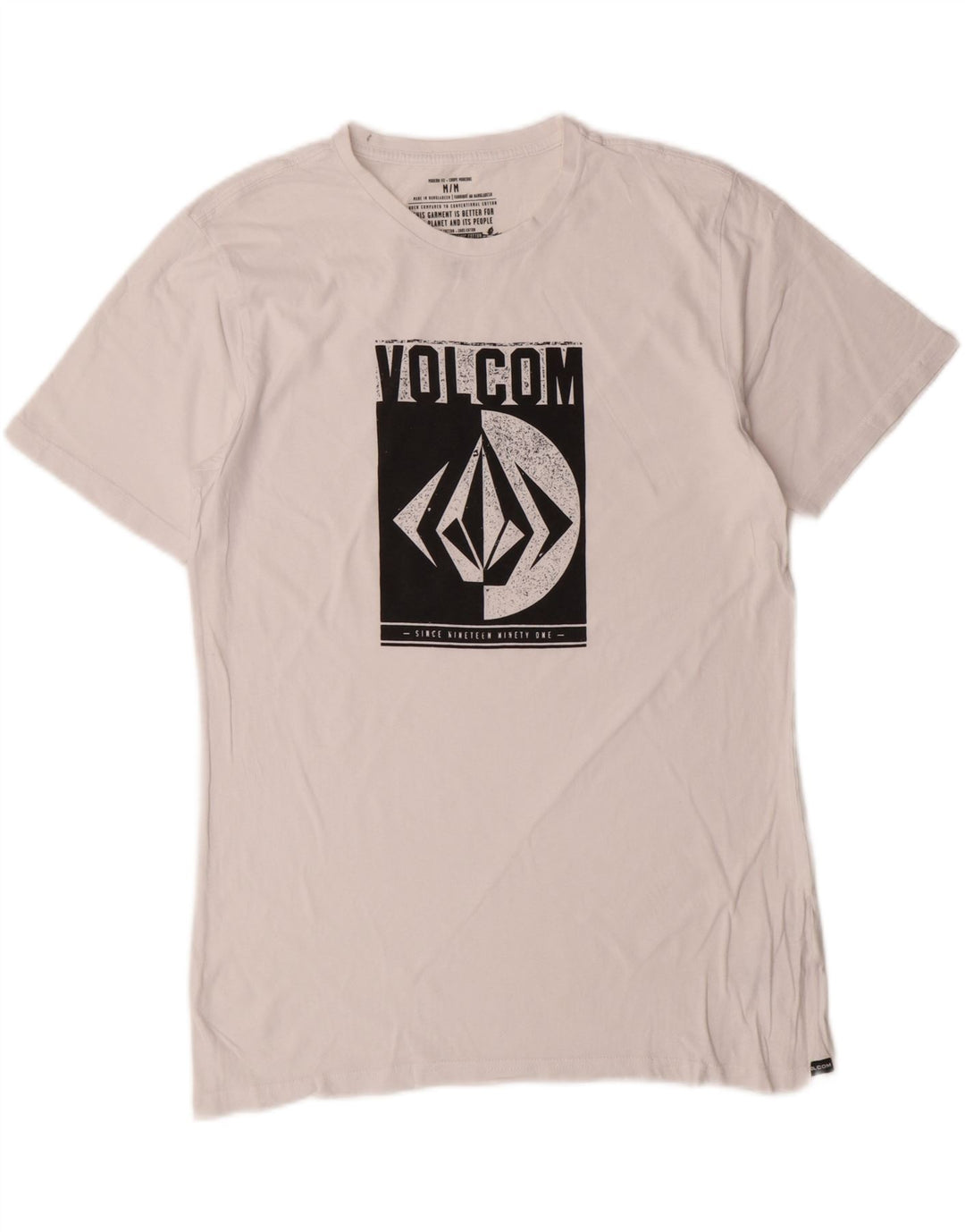 Ανδρικό T-Shirt με μοντέρνα εφαρμογή Volcom, μεσαίο λευκό βαμβακερό