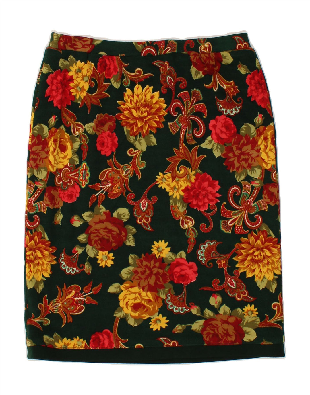 VINTAGE Womens Straight Skirt W30 Medium  Green Floral Vintage Vintage and Second-Hand Vintage from Messina Hembry 