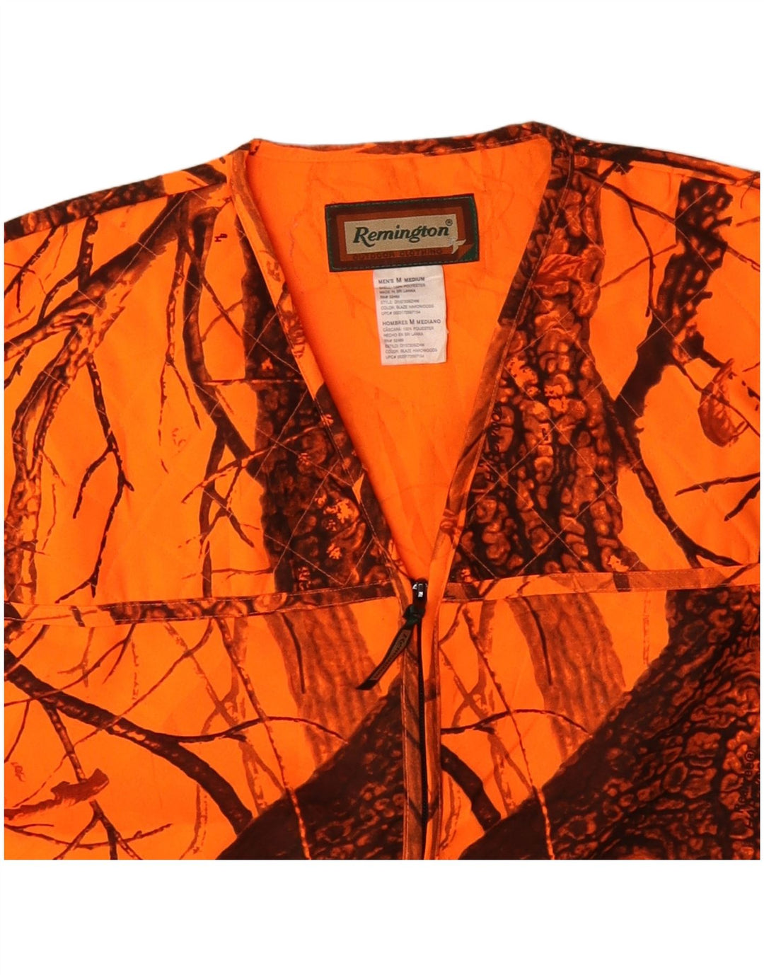 Vintage Mens Utility Gilet UK 38 Medium Orange Camouflage Polyester