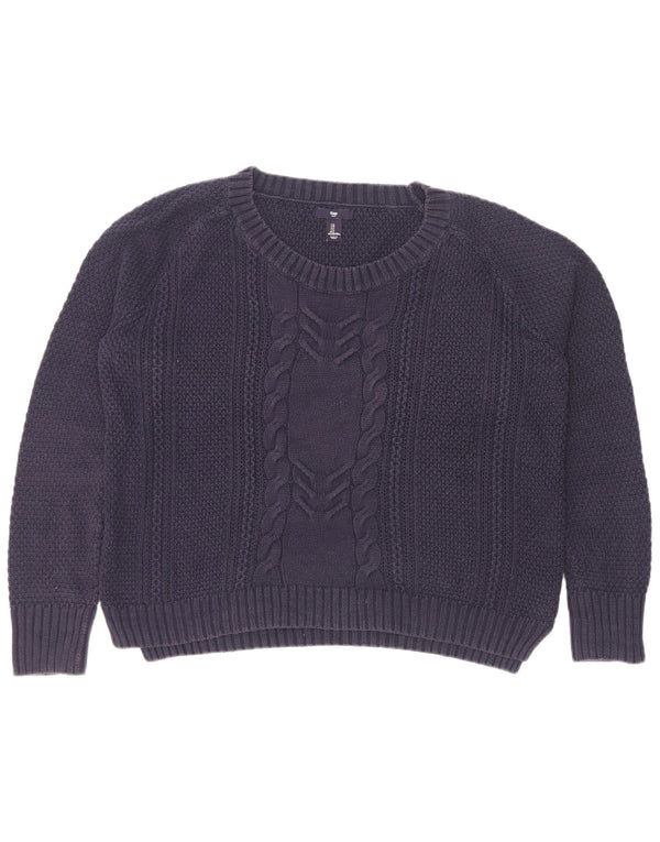 Γυναικείο Gap Crop Oversized Boat Neck Jumper πουλόβερ UK 16 Large Navy Blue