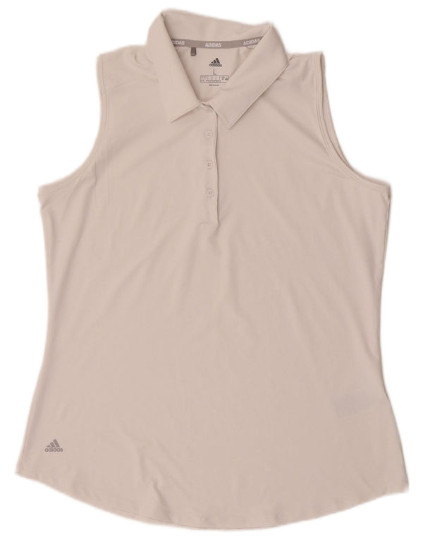 Adidas γυναικείο αμάνικο μπλουζάκι πόλο UK 16/18 μεγάλο λευκό πολυεστέρα