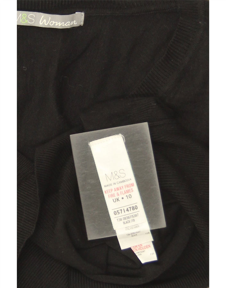 Marks & Spencer Γυναικείο πουλόβερ με λαιμόκοψη σε V UK 10 Small Black Viscose