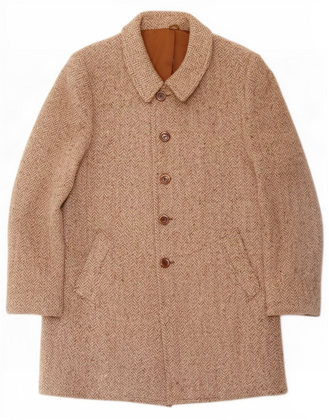 Vintage Ανδρικό Πανωφόρι UK 36 Small Beige Ψαροκόκκαλο
