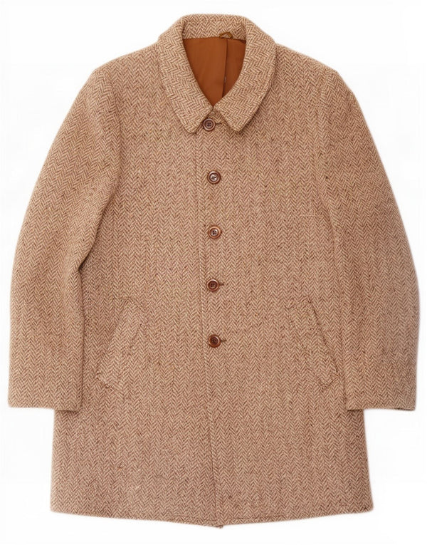 Vintage Ανδρικό Πανωφόρι UK 36 Small Beige Ψαροκόκκαλο