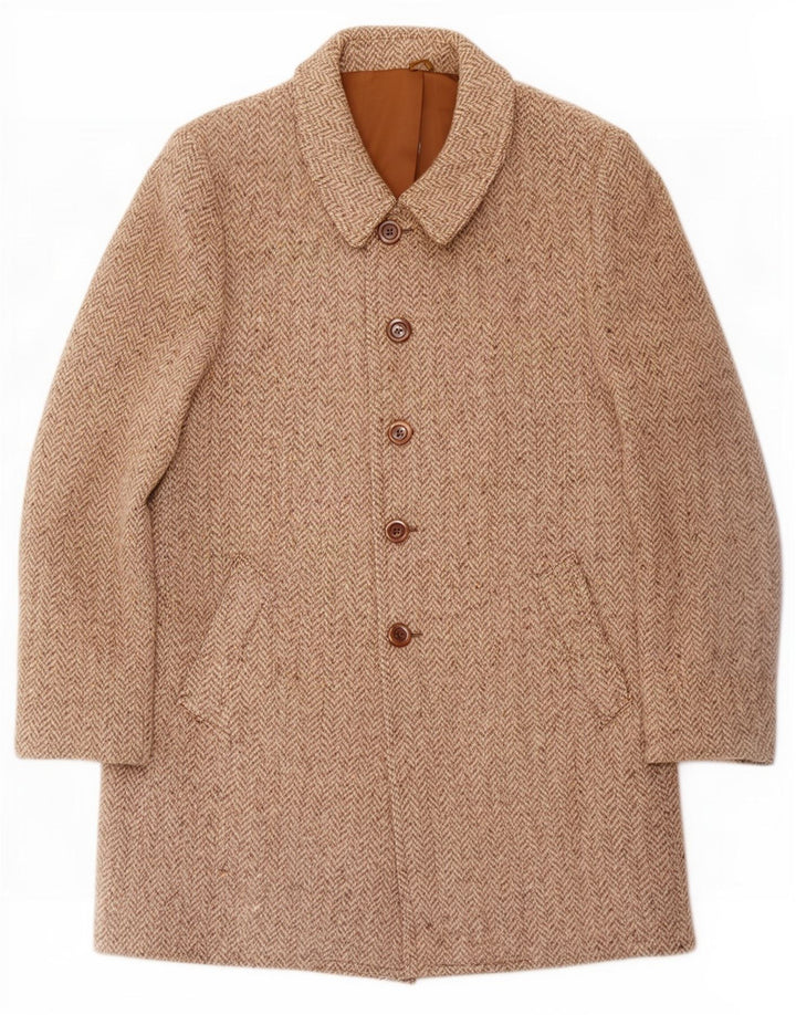 Vintage Ανδρικό Πανωφόρι UK 36 Small Beige Ψαροκόκκαλο