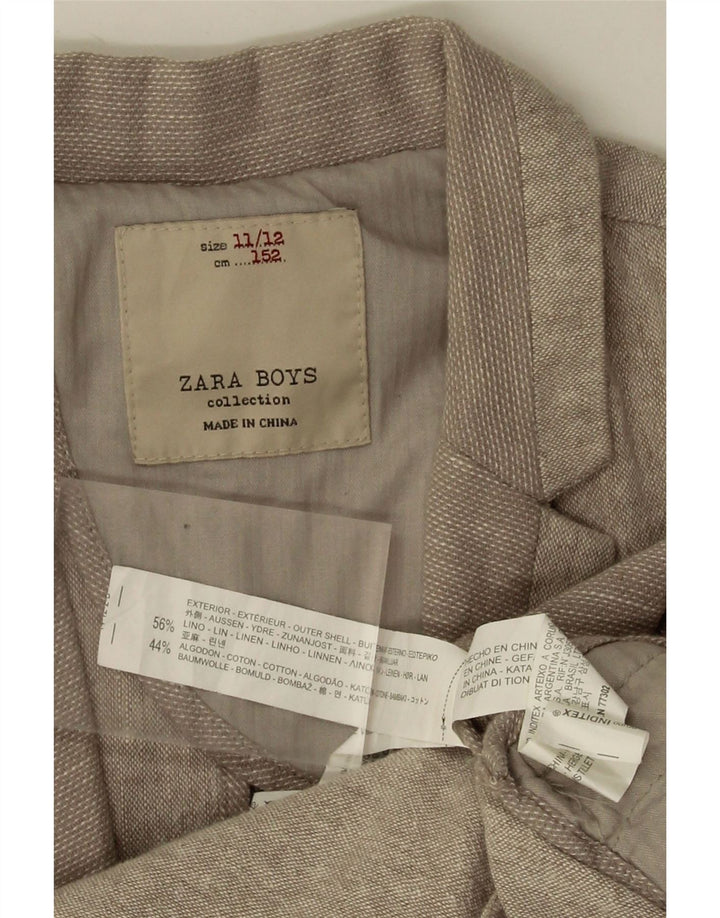Zara Boys 2 Button Blazer Jacket 11-12 Years Beige Λινό
