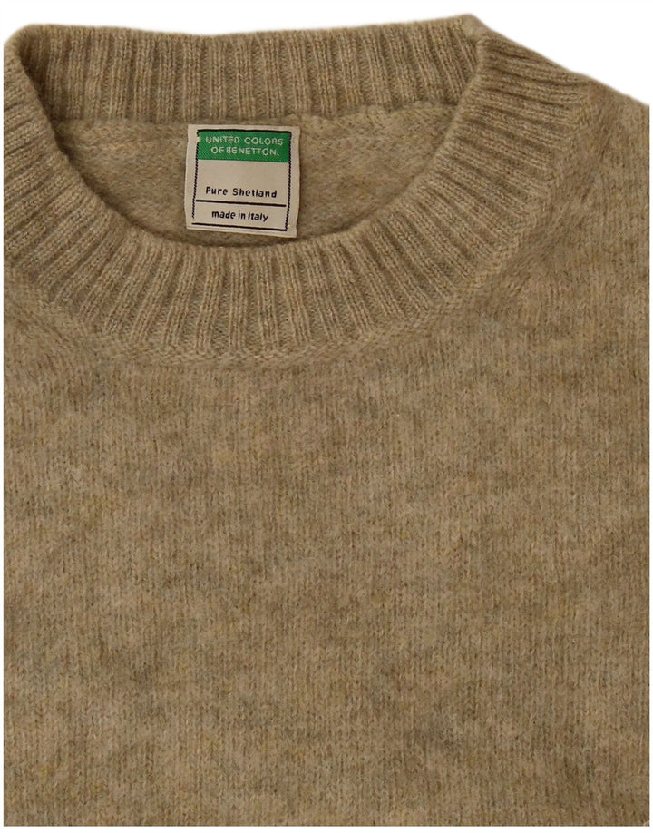 Γυναικείο πουλόβερ Benetton Crew Neck Jumper UK 14 Medium Khaki Wool