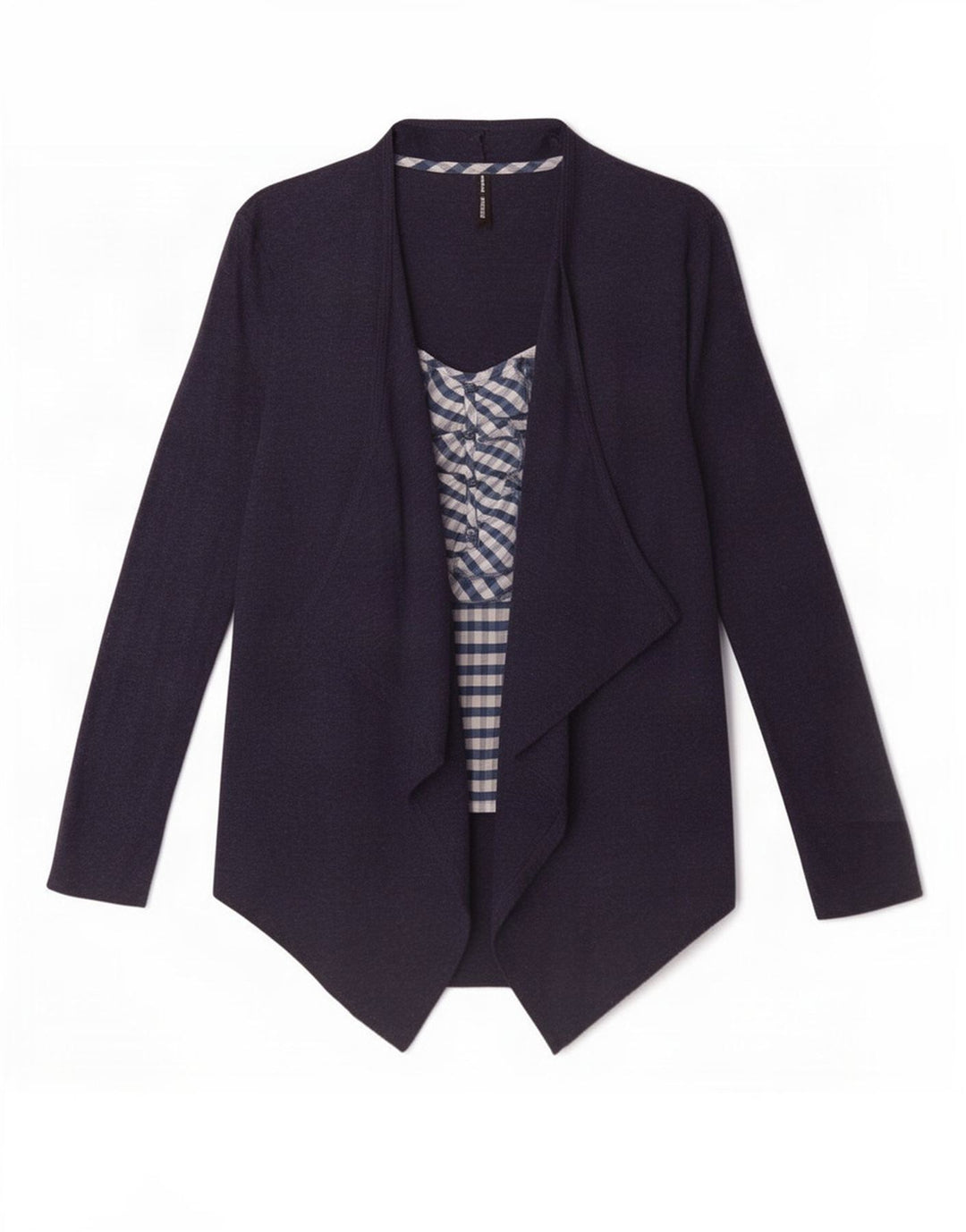 Marks & Spencer Γυναικεία μακρυμάνικη μπλούζα τοπ UK 8 Small Navy Blue Gingham