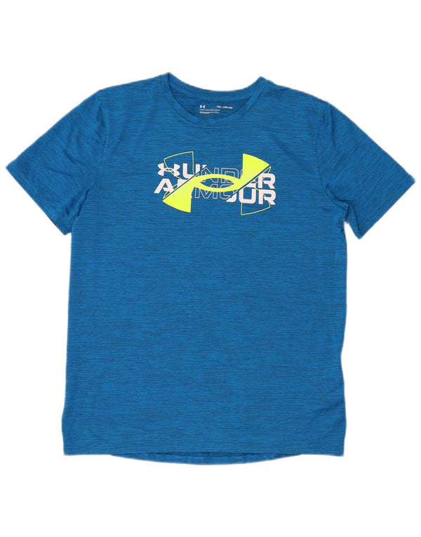 Under Armour Boys Graphic T-Shirt Top 13-14 Years XL Blue Pinstripe