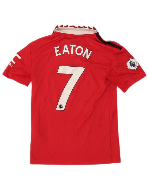 ADIDAS Boys Manchester United Graphic Polo 7-8 Years Red Colourblock