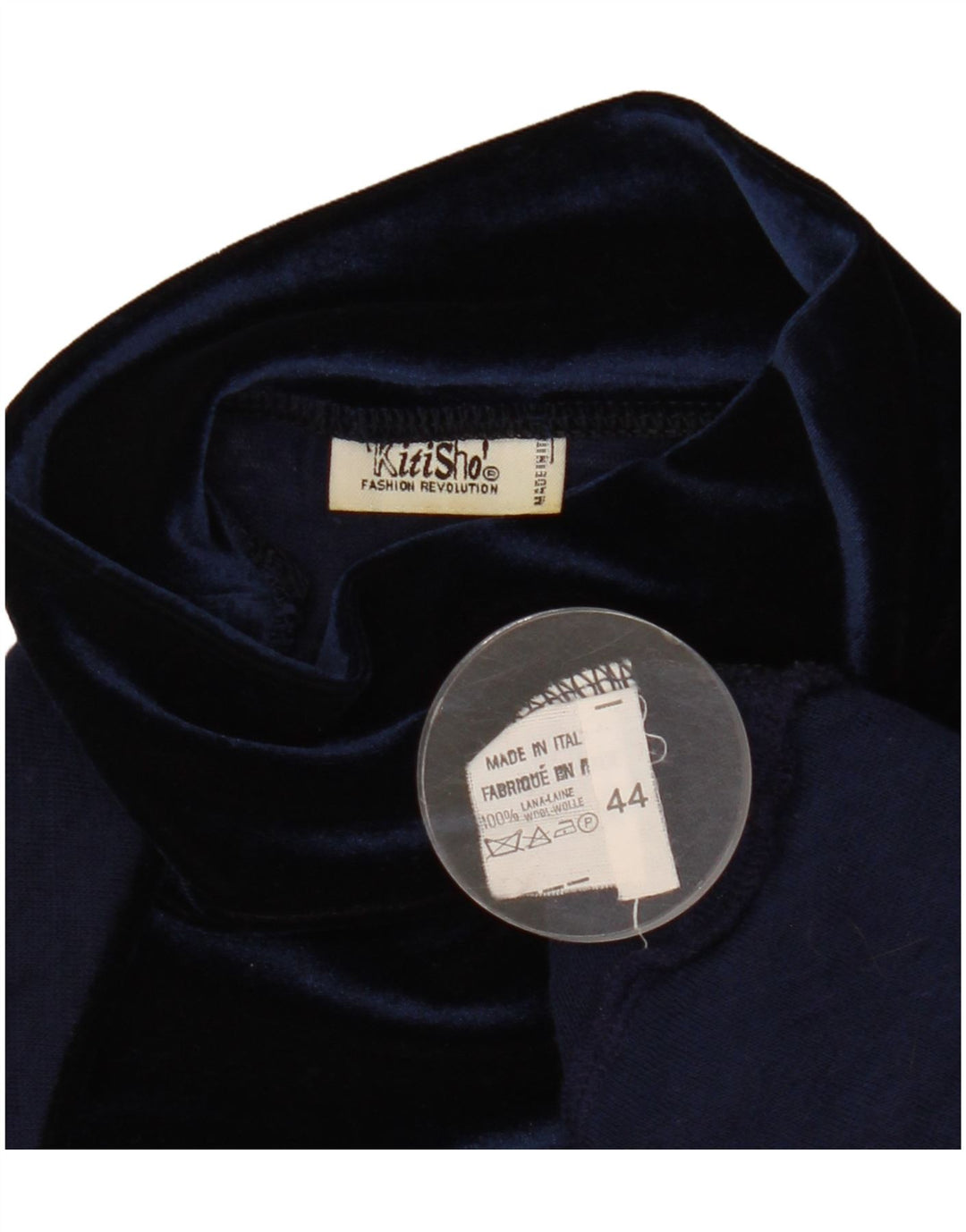 Vintage Γυναικεία See Through Μπλούζα Top IT 44 Medium Navy Blue Wool