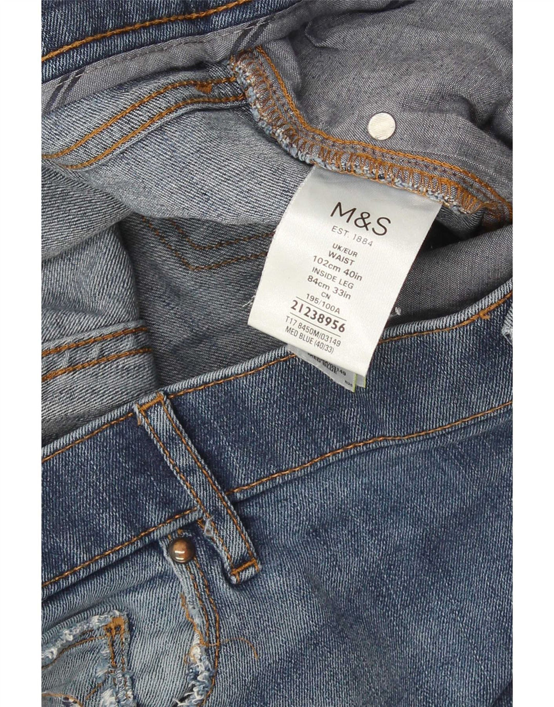 Ανδρικό τζιν ίσιο Marks & Spencer Regular Fit W40 L33 Μπλε βαμβακερό