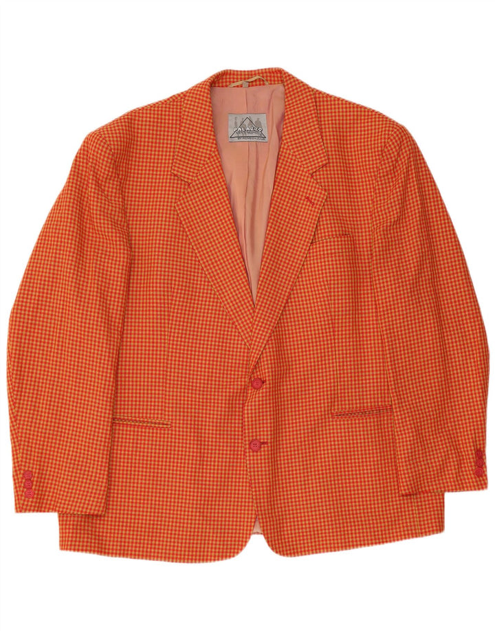 Vintage ανδρικό σακάκι με 2 κουμπιά σακάκι UK 40 μεγάλο κίτρινο Gingham Viscose