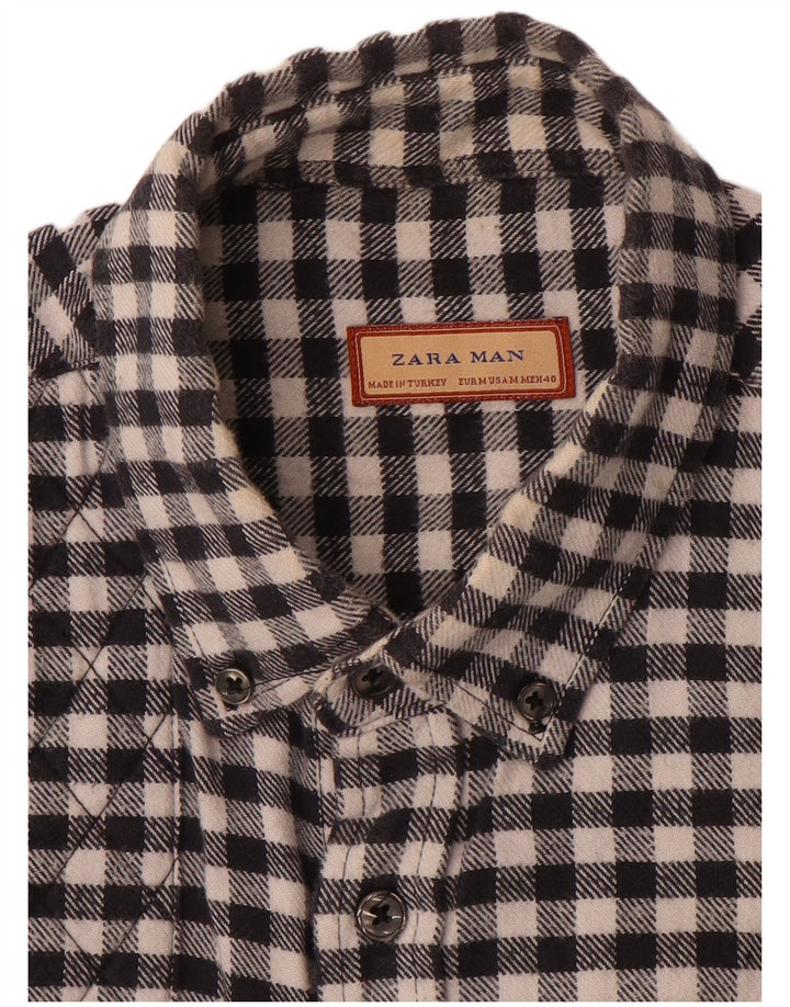 Ανδρικό πουκάμισο Zara Flannel Μεσαίο μαύρο Gingham