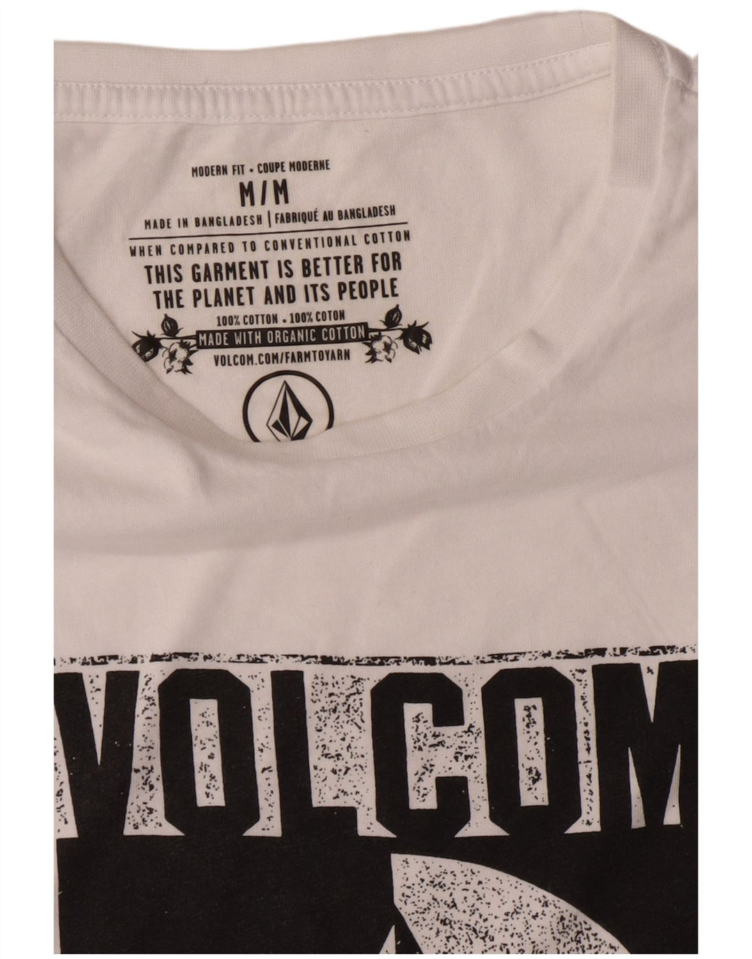 Ανδρικό T-Shirt με μοντέρνα εφαρμογή Volcom, μεσαίο λευκό βαμβακερό