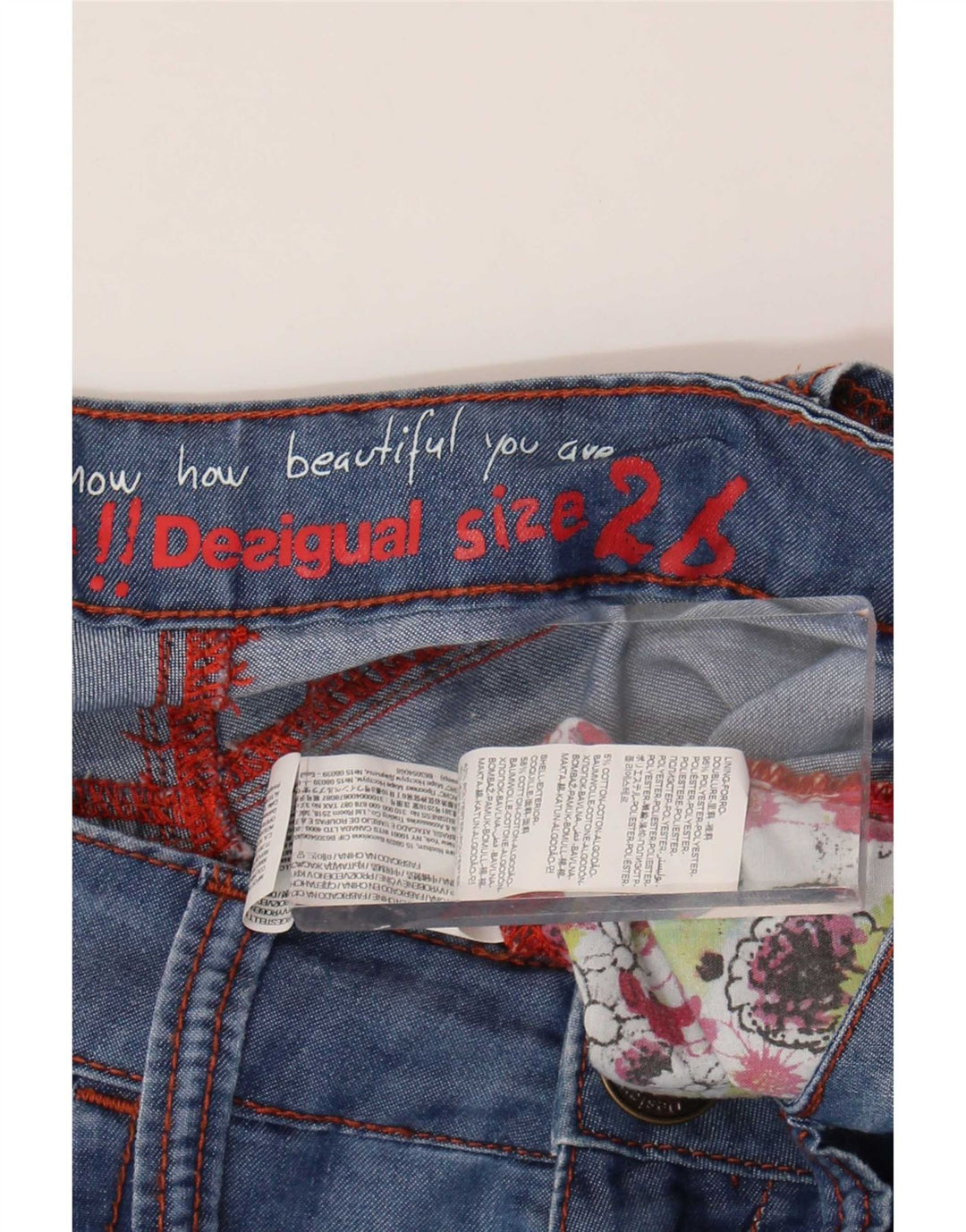 Γυναικείο γραφικό παντελόνι χαρέμι Desigual W26 L20 Μπλε φλοράλ πολυεστέρας