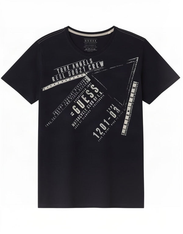 Guess Mens Slim Fit Graphic T-Shirt Top UK 36 Small Navy Blue Cotton