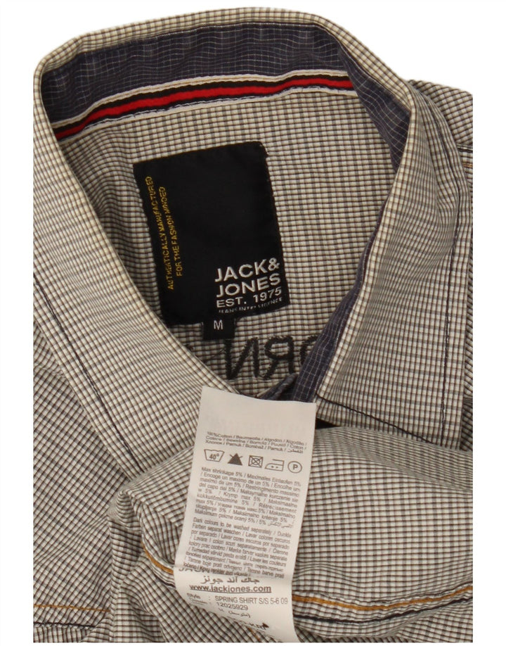 Jack & Jones Ανδρικό κοντομάνικο γραφικό ανδρικό πουκάμισο με μεσαίο γκρι καρό