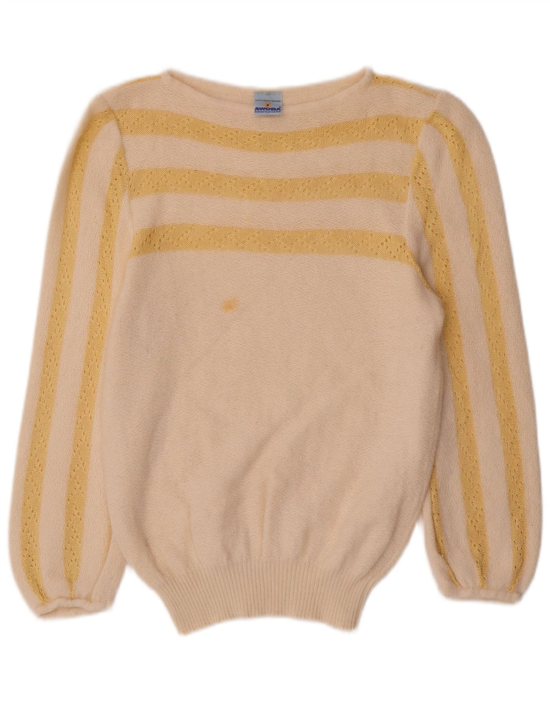AWOBA γυναικείο πουλόβερ με λαιμό σκάφος UK 12 Medium Off White ριγέ