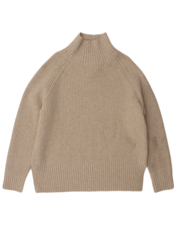Zara γυναικείο πουλόβερ με λαιμόκοψη χελώνας UK 10 Small Beige Wool