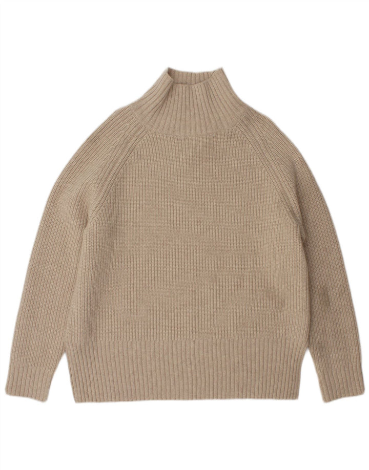 Zara γυναικείο πουλόβερ με λαιμόκοψη χελώνας UK 10 Small Beige Wool