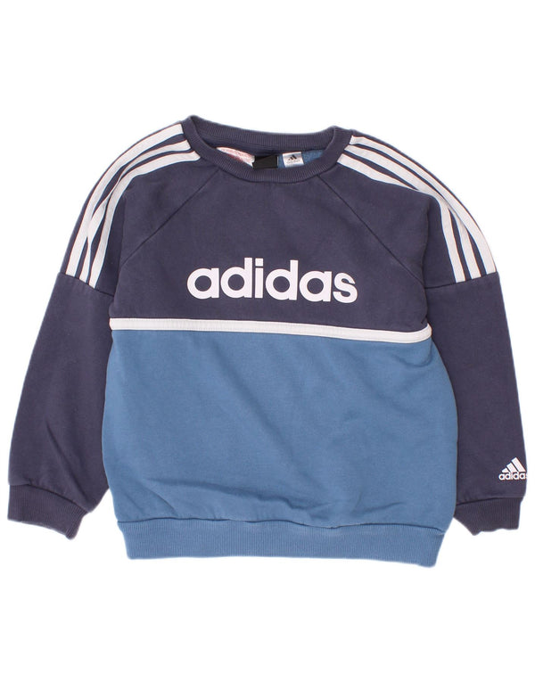 Γραφικό φούτερ Adidas Boys Jumper 2-3 ετών Navy Blue Colourblock