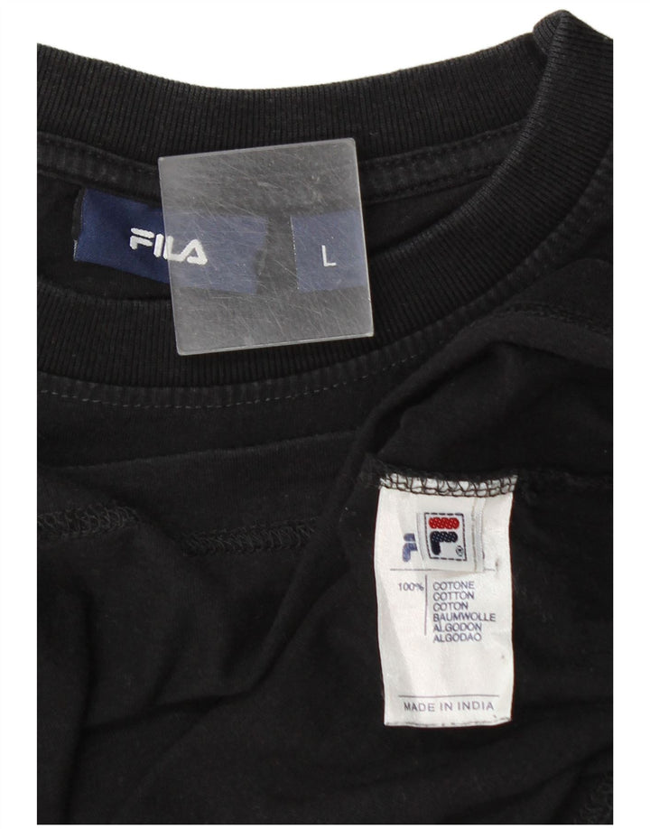 Ανδρικό γραφικό T-Shirt Fila Top μεγάλο μαύρο βαμβακερό