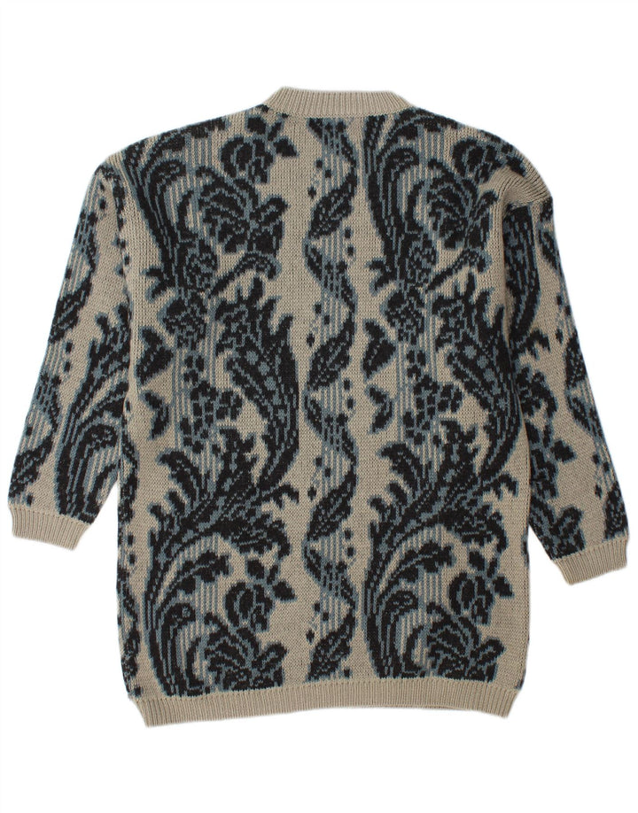 BENETTON Ανδρικό πουλόβερ Longline Crew Neck Jumper IT 46 Large Grey Floral