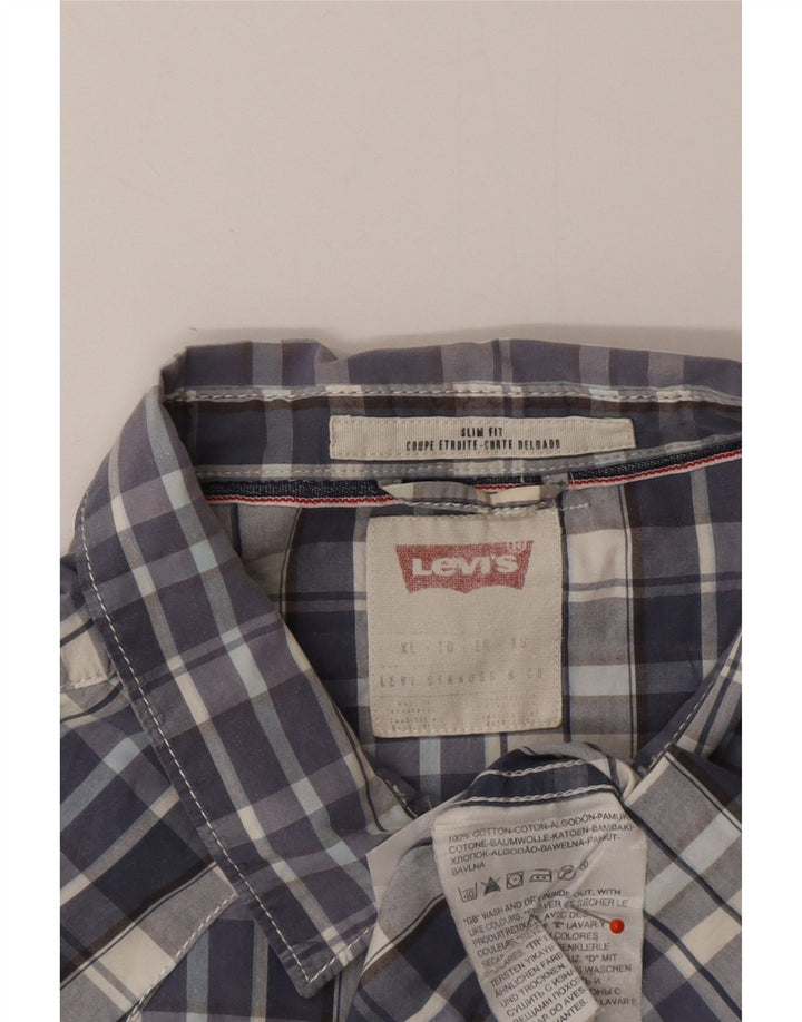 Ανδρικό κοντομάνικο πουκάμισο LEVI'S Slim Fit XL Μπλε βαμβακερό