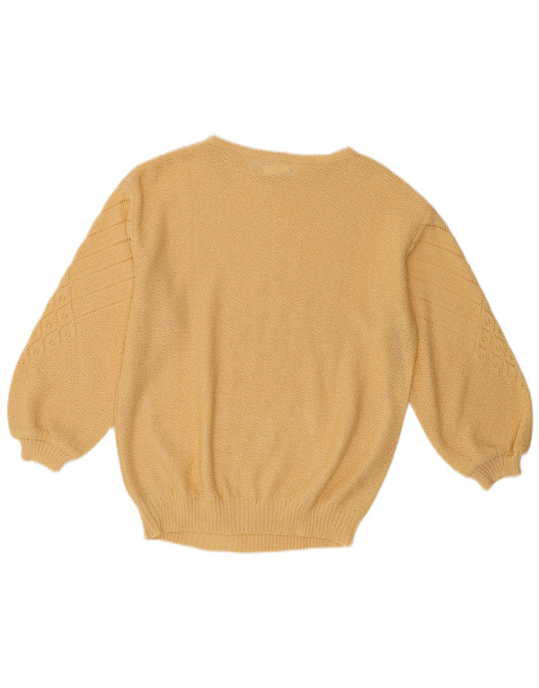 Vintage γυναικείο πουλόβερ με λαιμόκοψη UK 12 Medium Yellow