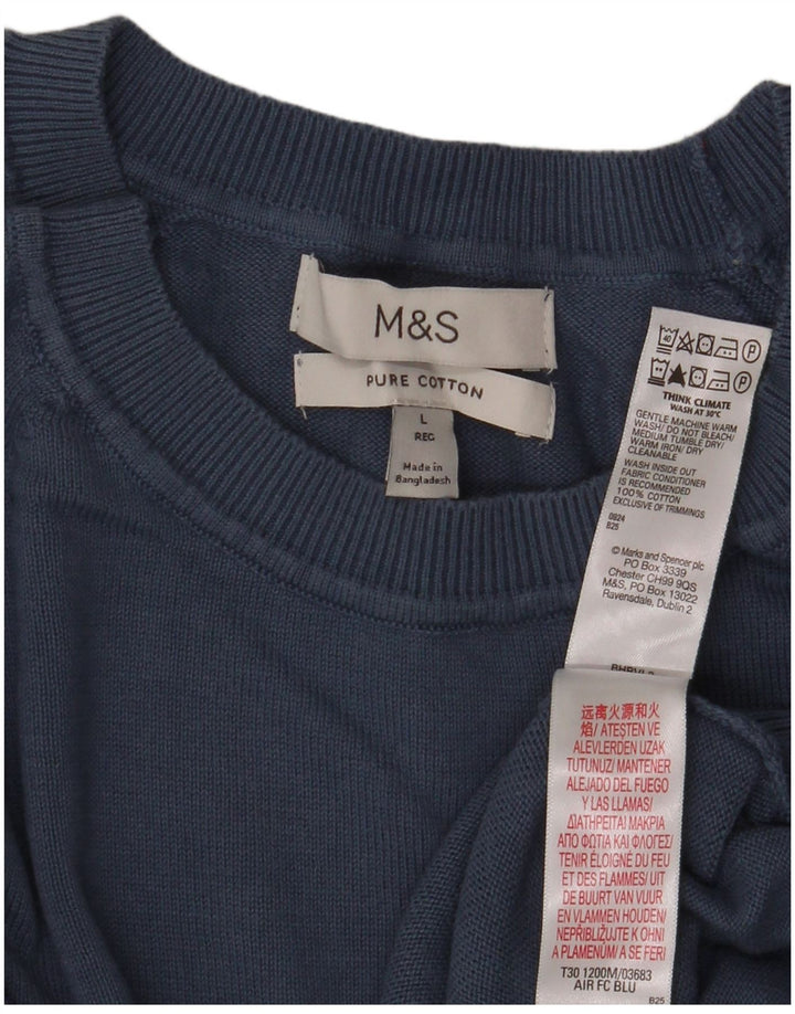 Ανδρικό πουλόβερ Marks & Spencer Boat Neck Jumper Μεγάλο Μπλε Βαμβακερό