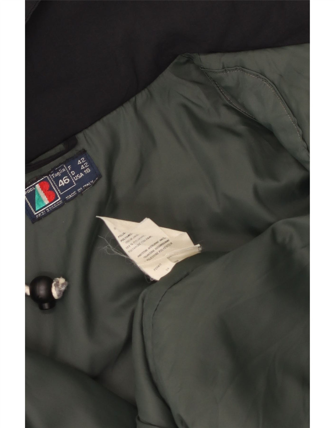 VINTAGE Γυναικείο Μπουφάν με κουκούλα αντιανεμικό IT 46 μεγάλο μαύρο νάιλον