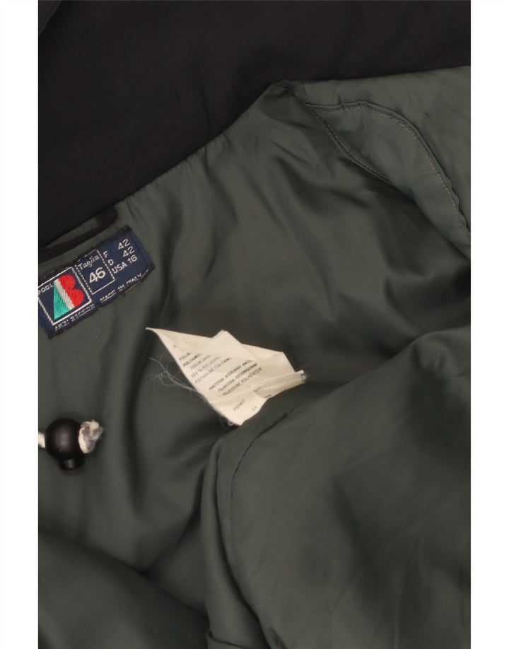 VINTAGE Γυναικείο Μπουφάν με κουκούλα αντιανεμικό IT 46 μεγάλο μαύρο νάιλον