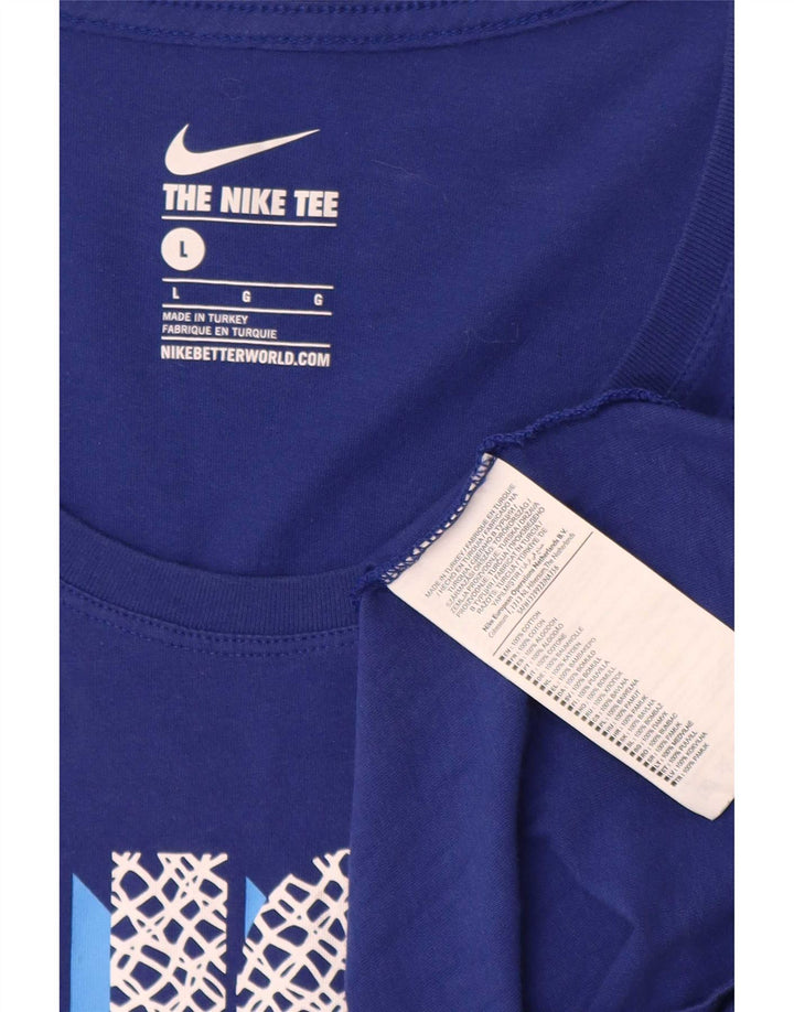 Ανδρικό γραφικό μπλουζάκι Nike, μεγάλο μπλε βαμβακερό